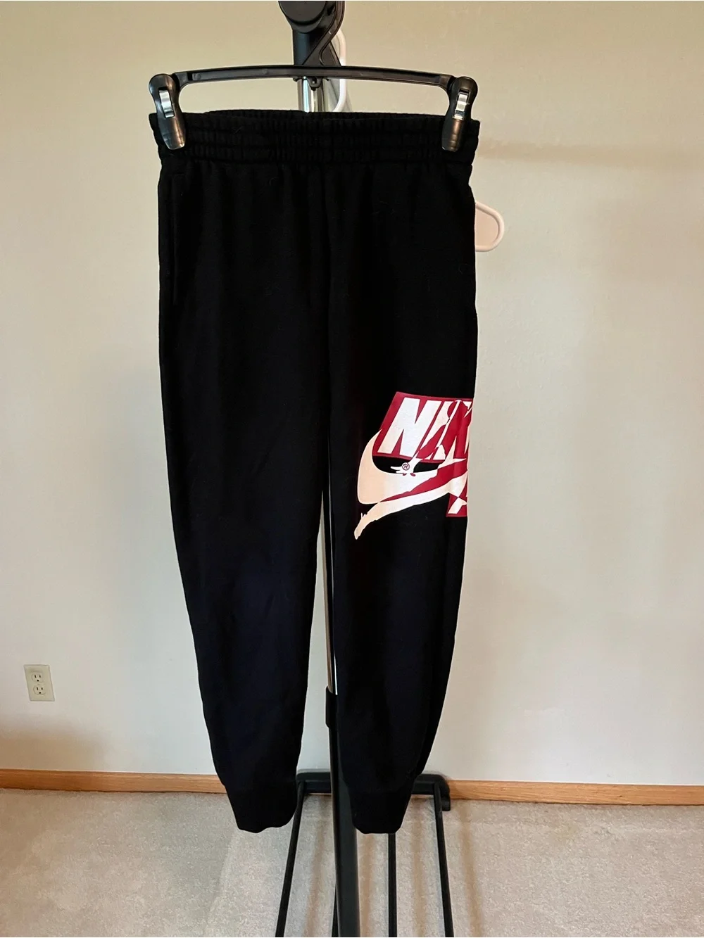 Nike Kids Black Sweatpants with Red & White Logo